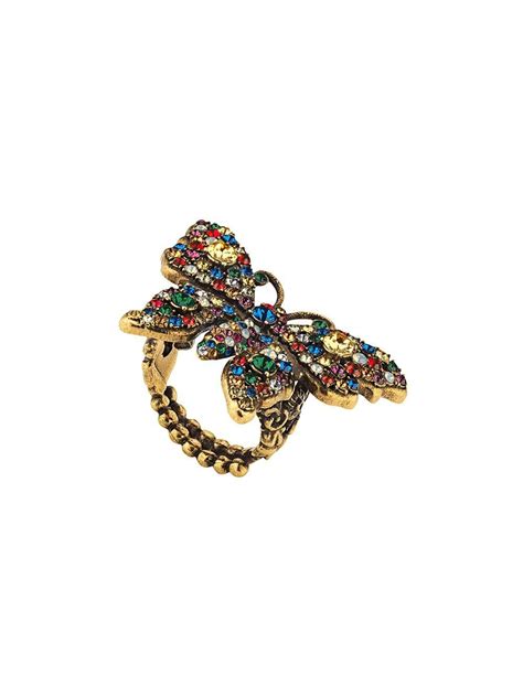 gucci women's metallic earrings with crystals and glass|butterfly Gucci earrings.